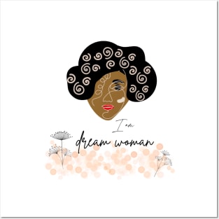 portrait of afroamerican woman with black curly hair Posters and Art